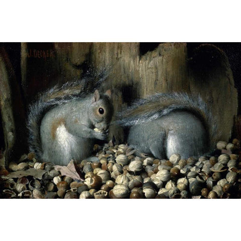 Les Gloutons Black Modern Wood Framed Art Print by Decker, Joseph