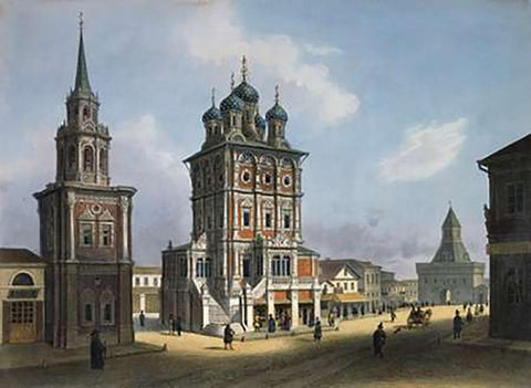Saint Nicholas Church on Ilynka Street White Modern Wood Framed Art Print with Double Matting by Dietz, Feodor