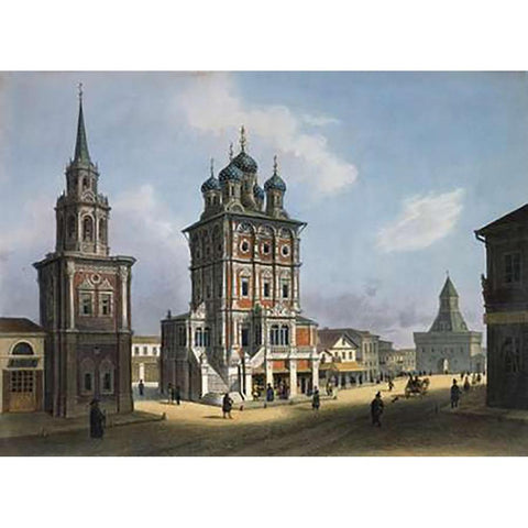 Saint Nicholas Church on Ilynka Street Black Modern Wood Framed Art Print with Double Matting by Dietz, Feodor