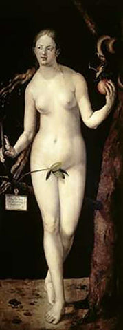 Eve White Modern Wood Framed Art Print with Double Matting by Durer, Albrecht