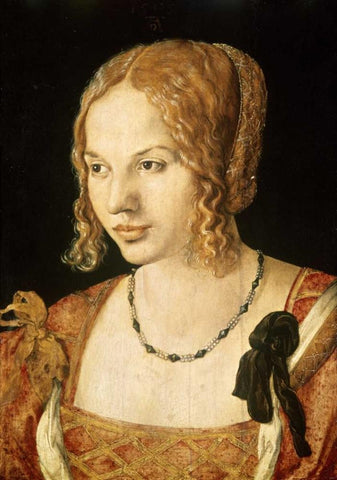 Portrait of a Venetian Lady White Modern Wood Framed Art Print with Double Matting by Durer, Albrecht