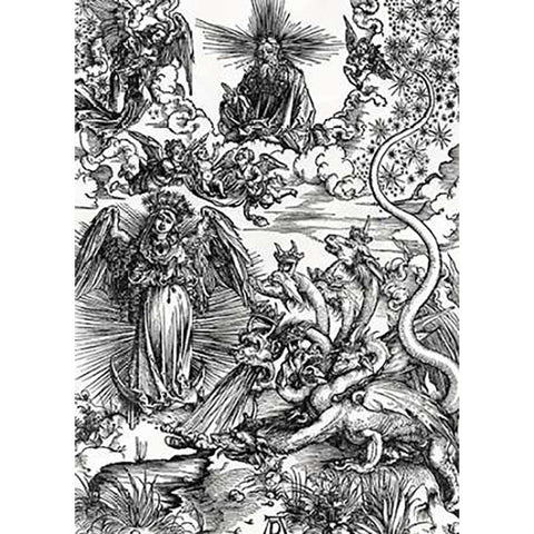 The Apocalyptic Woman Black Modern Wood Framed Art Print by Durer, Albrecht