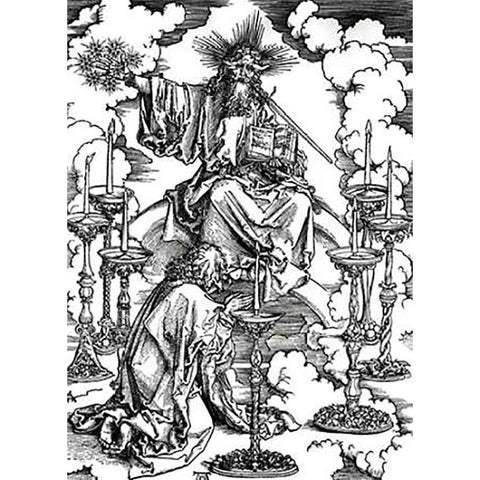 Vision of the Seven Candlesticks Black Modern Wood Framed Art Print with Double Matting by Durer, Albrecht