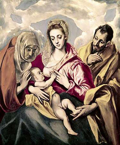 Madonna Feeding Museumist Black Ornate Wood Framed Art Print with Double Matting by Greco, El