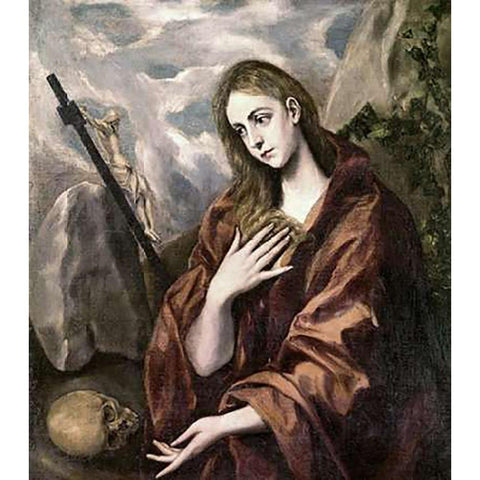 Saint Mary Magdalene Black Modern Wood Framed Art Print by Greco, El