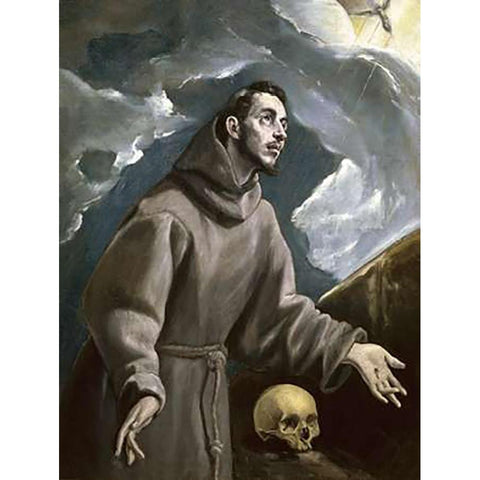 St. Francis Receiving the Stigmata White Modern Wood Framed Art Print by Greco, El