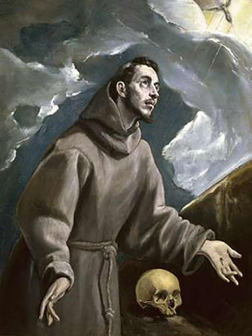 St. Francis Receiving the Stigmata White Modern Wood Framed Art Print with Double Matting by Greco, El