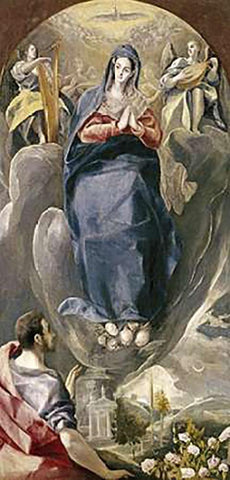 The Immaculate Conception White Modern Wood Framed Art Print with Double Matting by Greco, El