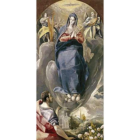 The Immaculate Conception Gold Ornate Wood Framed Art Print with Double Matting by Greco, El