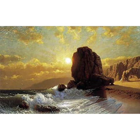 Sunlight on the Coast Black Modern Wood Framed Art Print by Fairman, James