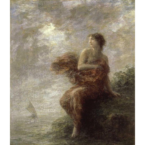 Ariadne Black Modern Wood Framed Art Print by Fantin-Latour, Henri