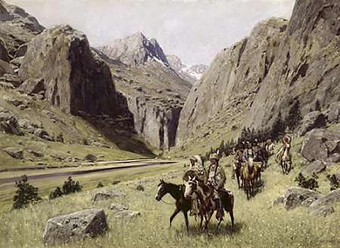 Through the Mountains White Modern Wood Framed Art Print with Double Matting by Farny, Henry Francois