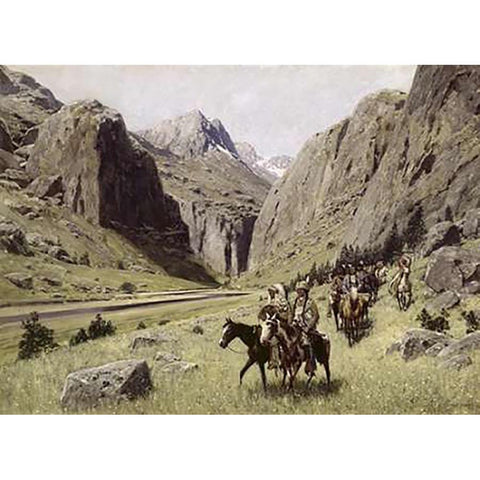 Through the Mountains Gold Ornate Wood Framed Art Print with Double Matting by Farny, Henry Francois