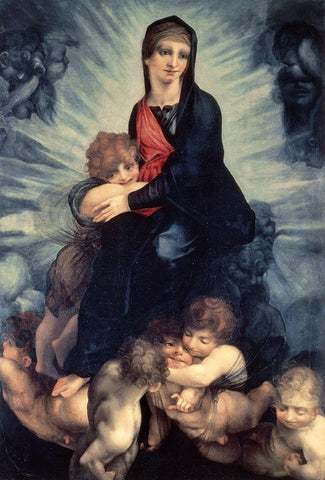 Madonna and Child White Modern Wood Framed Art Print with Double Matting by Fiorentino, Rosso