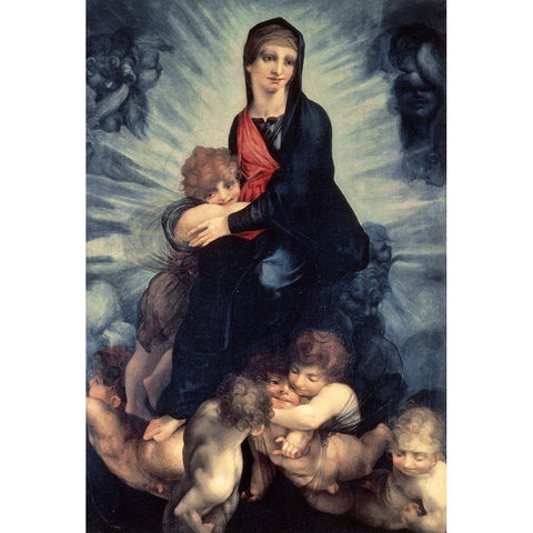 Madonna and Child Black Modern Wood Framed Art Print by Fiorentino, Rosso
