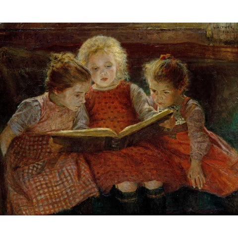 A Good Book Black Modern Wood Framed Art Print by Firle, Walter