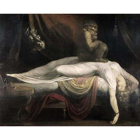 The Nightmare Gold Ornate Wood Framed Art Print with Double Matting by Fuseli, Henry