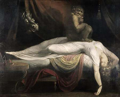 The Nightmare Black Ornate Wood Framed Art Print with Double Matting by Fuseli, Henry