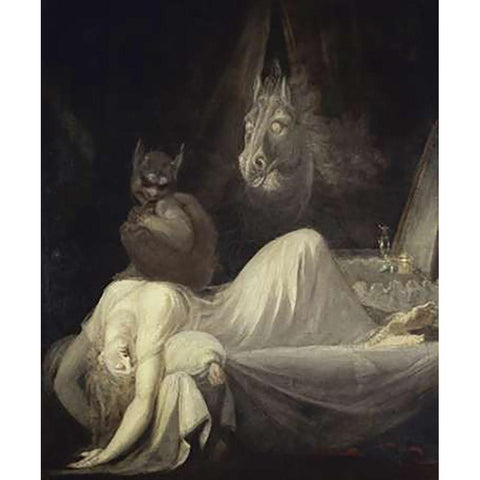 The Nightmare (The Incubus) Black Modern Wood Framed Art Print with Double Matting by Fuseli, Henry