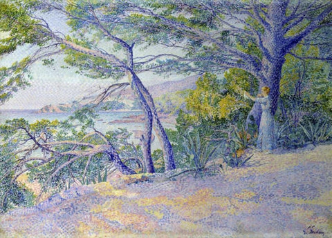 Sous les Pins a Carqueiranne White Modern Wood Framed Art Print with Double Matting by Gaidan, Louis