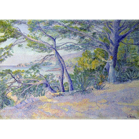 Sous les Pins a Carqueiranne Black Modern Wood Framed Art Print with Double Matting by Gaidan, Louis