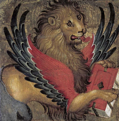 Lion in Majesty Black Ornate Wood Framed Art Print with Double Matting by Giambono, Michele