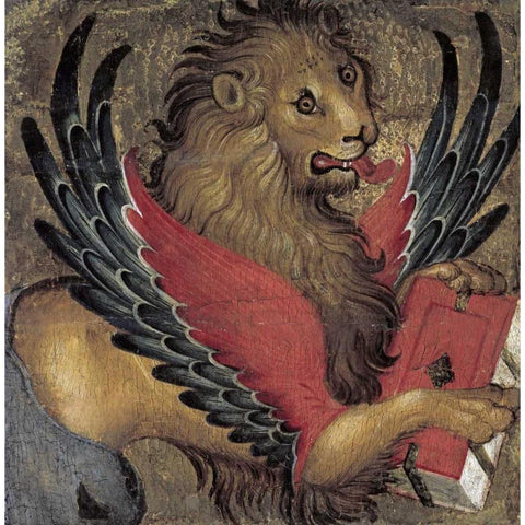 Lion in Majesty Gold Ornate Wood Framed Art Print with Double Matting by Giambono, Michele