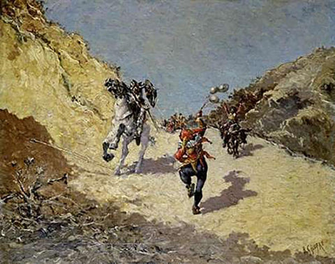 Don Quixote Baldomer White Modern Wood Framed Art Print with Double Matting by Gimenez, Baldomer Galofre