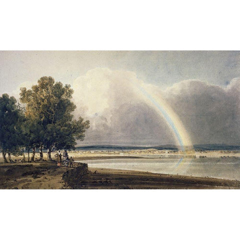 Rainbow on the Exe Black Modern Wood Framed Art Print with Double Matting by Girtin, Thomas