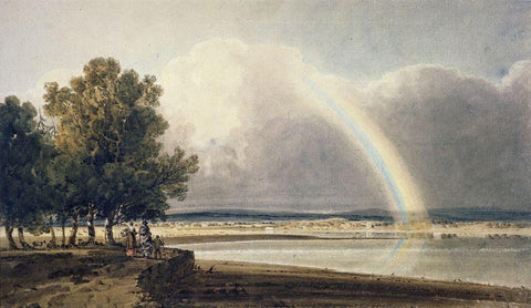 Rainbow on the Exe White Modern Wood Framed Art Print with Double Matting by Girtin, Thomas
