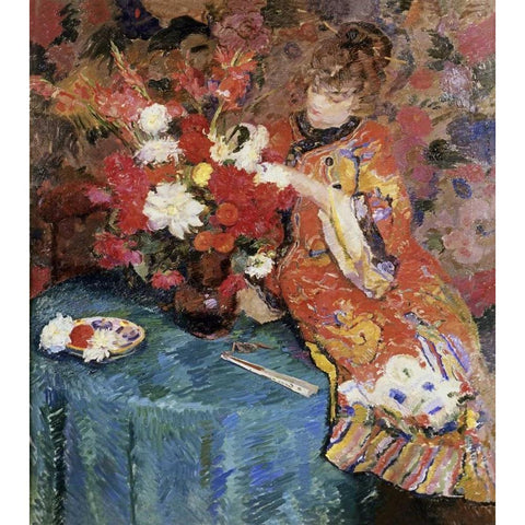 Le Kimono White Modern Wood Framed Art Print by Godfrinon, Ernst Jean Joseph