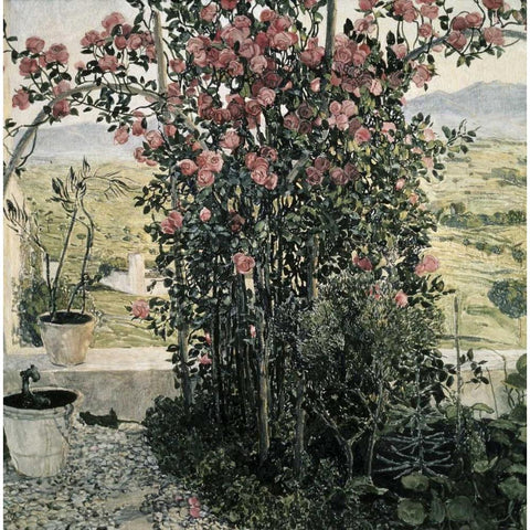 Valley in Umbria Black Modern Wood Framed Art Print by Golovin, Aleksandr Jakovlevic