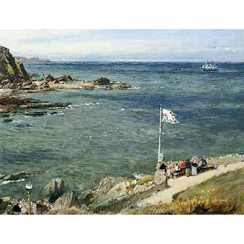 The Bristol Channel from Ilfracombe Gold Ornate Wood Framed Art Print with Double Matting by Goodwin, Albert