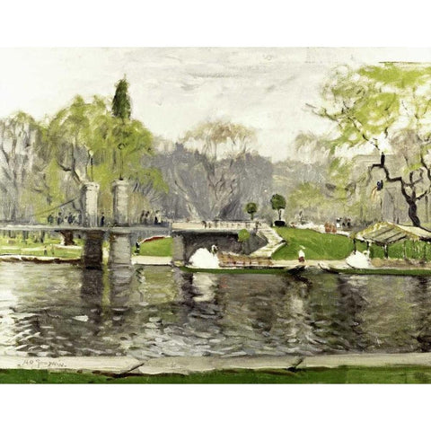 Boston Commons White Modern Wood Framed Art Print by Goodwin, Arthur Clifton