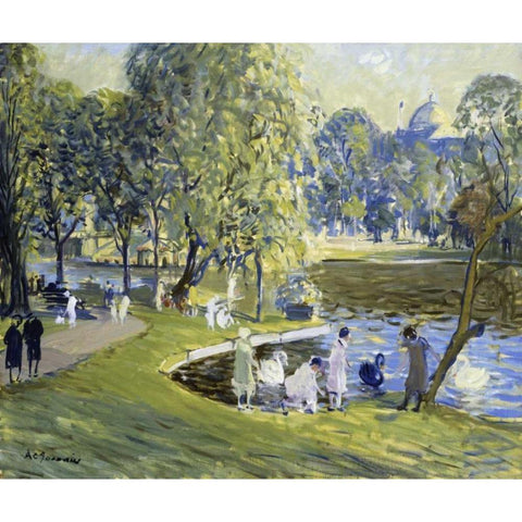 Public Garden, Boston Black Modern Wood Framed Art Print with Double Matting by Goodwin, Arthur Clifton