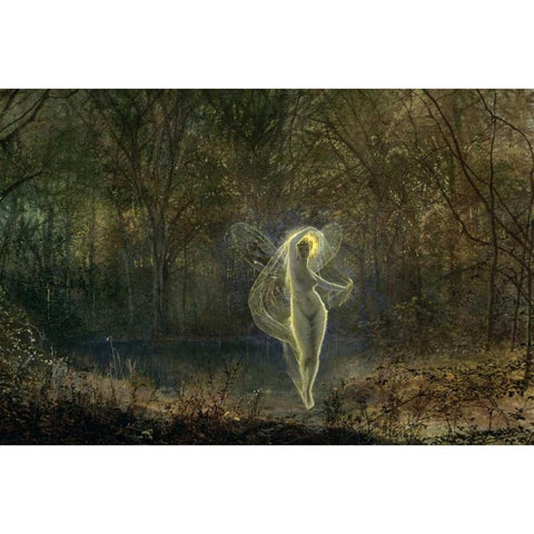 Autumn: Dame Autumn Hath a Mournful Face Gold Ornate Wood Framed Art Print with Double Matting by Grimshaw, John Atkinson