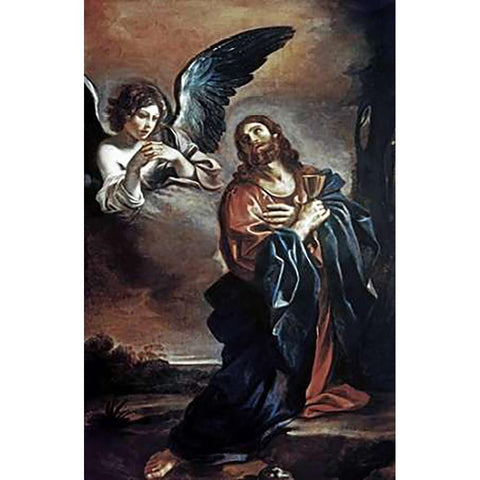 Museumist in Gethsemane White Modern Wood Framed Art Print by Guercino, Giovanni