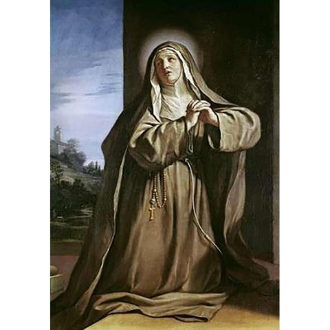 Saint Margarita da Cortona White Modern Wood Framed Art Print by Guercino, Giovanni