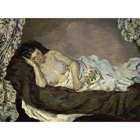 Reclining Nude White Modern Wood Framed Art Print by Guillaumin, Armand