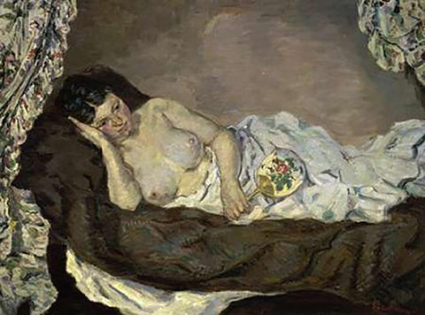 Reclining Nude Black Ornate Wood Framed Art Print with Double Matting by Guillaumin, Armand