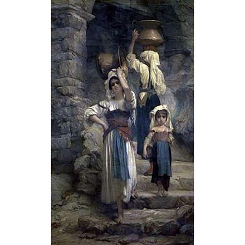 The Women of Cervaria Black Modern Wood Framed Art Print with Double Matting by Hebert, Antoine Auguste Ernest