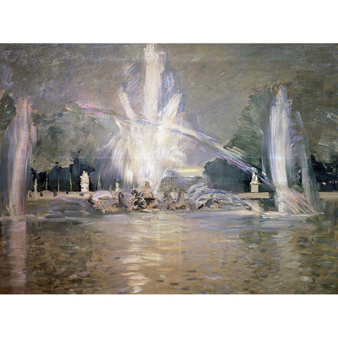 Great Waters in the Fountain Black Modern Wood Framed Art Print with Double Matting by Helleu, Paul Cesar