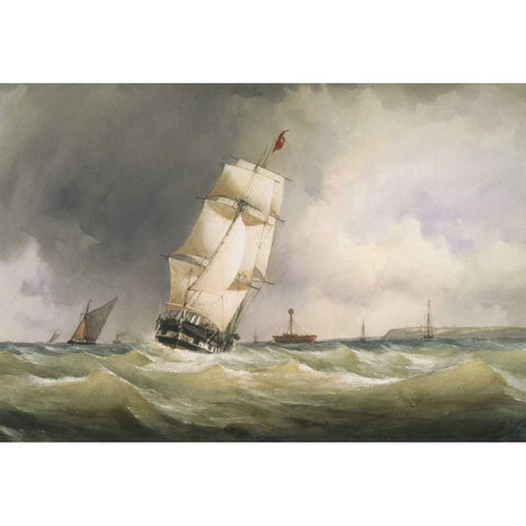 Off the Nore Before 1844 Black Modern Wood Framed Art Print by Herbert, Alfred