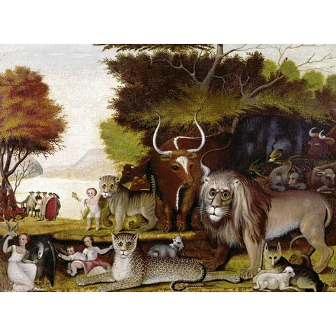 The Peaceable Kingdom - I Gold Ornate Wood Framed Art Print with Double Matting by Hicks, Edward