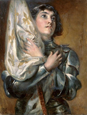 Joan of Arc Black Ornate Wood Framed Art Print with Double Matting by Hillingford, Robert Alexander