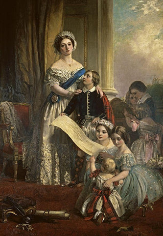 Queen Victoria and her Children White Modern Wood Framed Art Print with Double Matting by Horsley, John Callcott