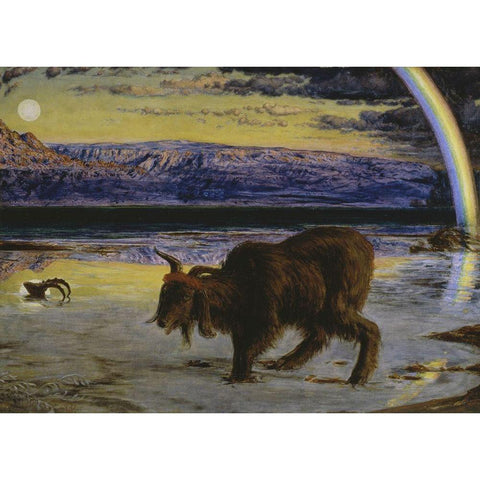 The Scapegoat Black Modern Wood Framed Art Print with Double Matting by Hunt, William Holman