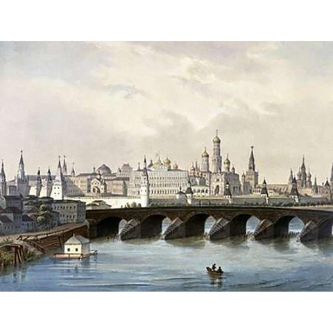 Kremlin (From Moscow and the Suburbs) Black Modern Wood Framed Art Print with Double Matting by Indeytzev, Dmitry Sergeevich