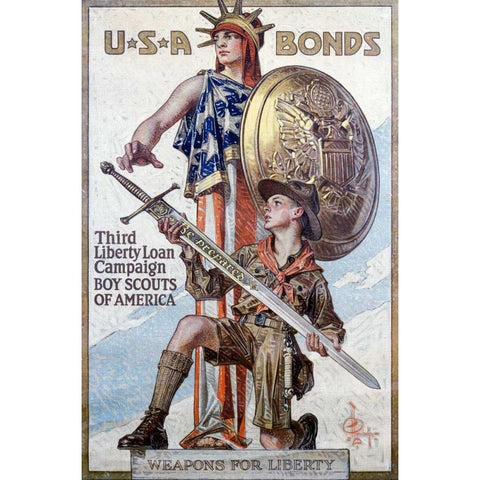 Weapons for Liberty, 1918 White Modern Wood Framed Art Print by Leyendecker, J.C.