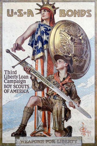 Weapons for Liberty, 1918 White Modern Wood Framed Art Print with Double Matting by Leyendecker, J.C.